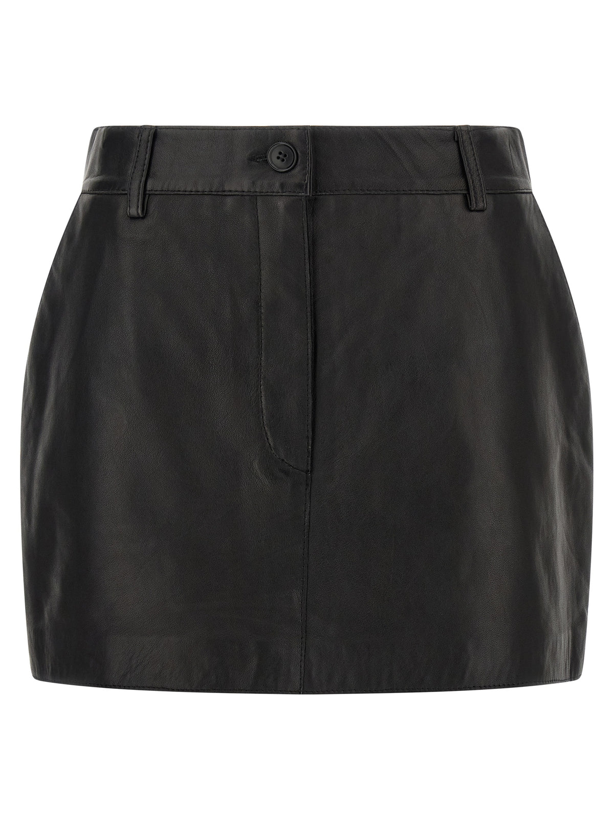 P.A.R.O.S.H. Black Lamb Leather Long Skirt