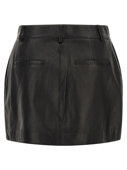 P.A.R.O.S.H. Black Lamb Leather Long Skirt