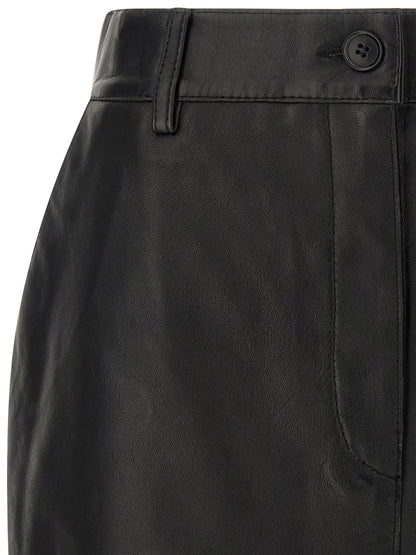 P.A.R.O.S.H. Black Lamb Leather Long Skirt