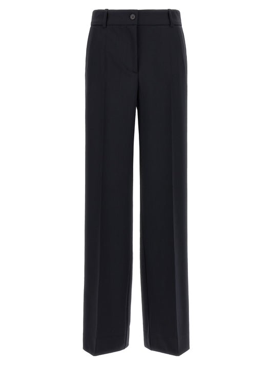 Trousers by P.A.R.O.S.H. for women in virgin wool black features an sartorial silhouette, showcasing a precise flared and long with a sartorial for a refined look.