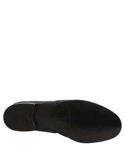 Dolce & Gabbana Blue Suede Slip On Men Slippers Loafers Shoes