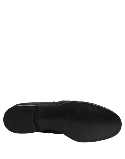 Dolce & Gabbana Black Suede Slip On Men Slippers Loafers Shoes