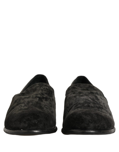 Dolce & Gabbana Black Suede Slip On Men Slippers Loafers Shoes