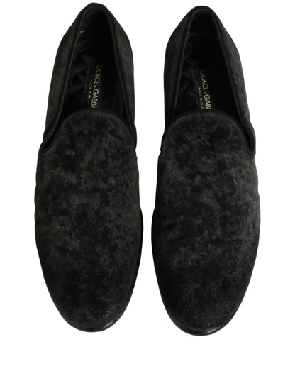 Dolce & Gabbana Black Suede Slip On Men Slippers Loafers Shoes