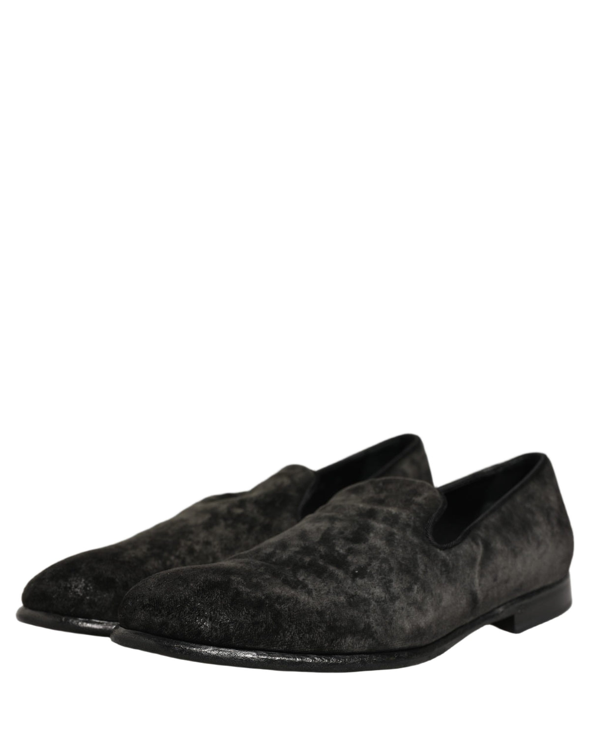 Dolce & Gabbana Black Suede Slip On Men Slippers Loafers Shoes