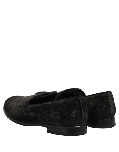 Dolce & Gabbana Black Suede Slip On Men Slippers Loafers Shoes