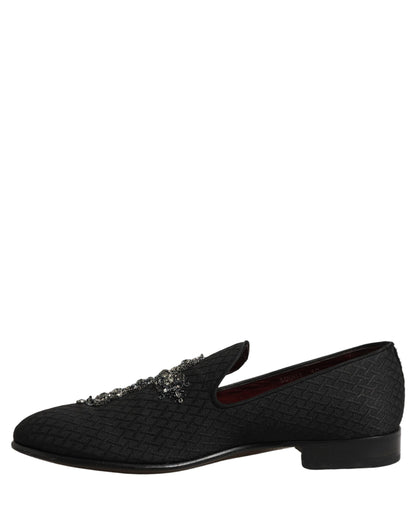 Dolce & Gabbana Black Suede Cross Slip On Men Loafers Shoes
