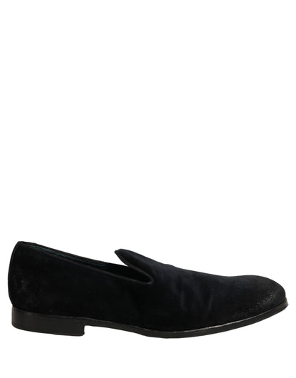 Dolce & Gabbana Black Suede Slip On Slippers Loafers Shoes
