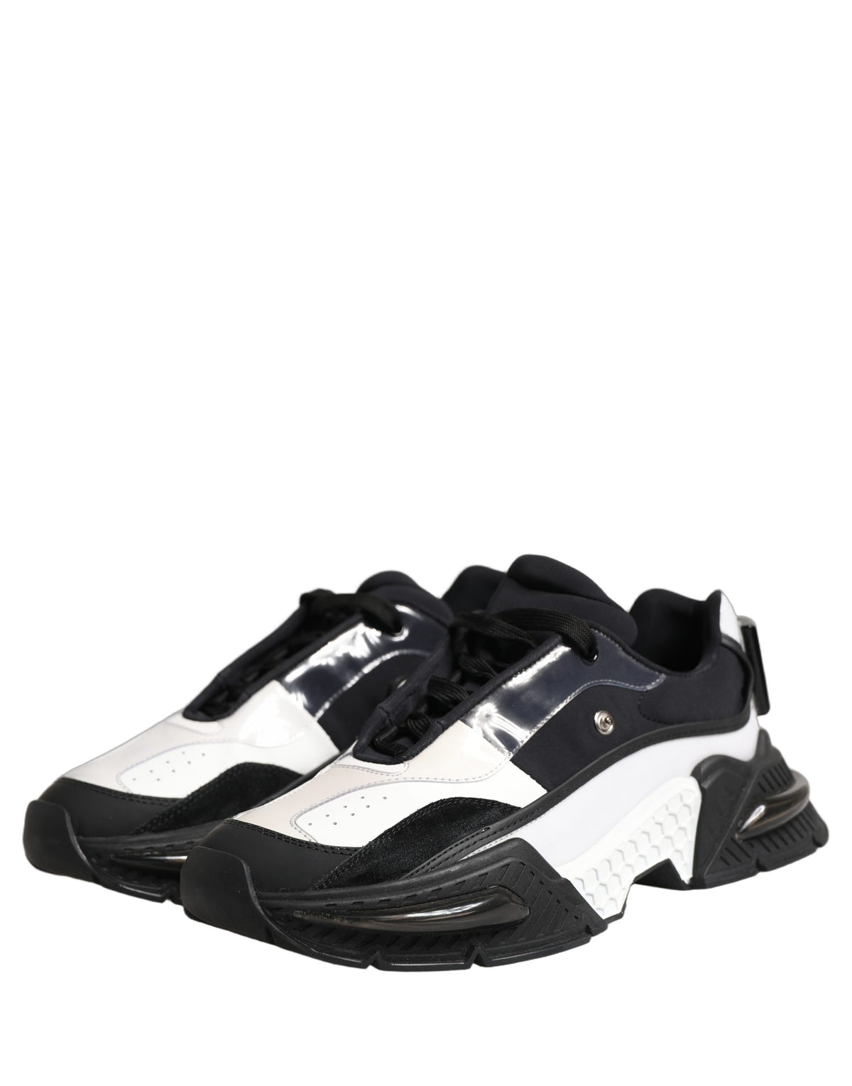 Dolce & Gabbana White Black Logo Airmaster Men Sneakers Shoes