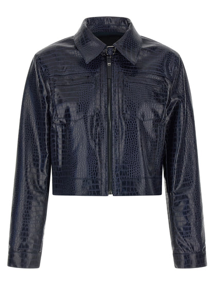 PINKO Blue Viscose Leather Jacket