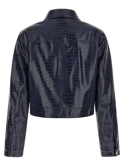 PINKO Blue Viscose Leather Jacket