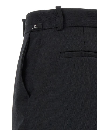 Elisabetta Franchi Black Virgin Wool Flared Pants