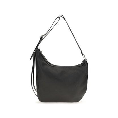 Small Shoulder Crescent Hobo Bag by Fendi for men in bos taurus calf leather & palladium black & palladium presents a versatile silhouette, showcasing a secure zipper and versatile with versatile shoulder-strap & adjustable-strap for a sophisticated look.