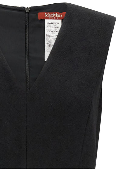 Max Mara Black Wool Midi Dress