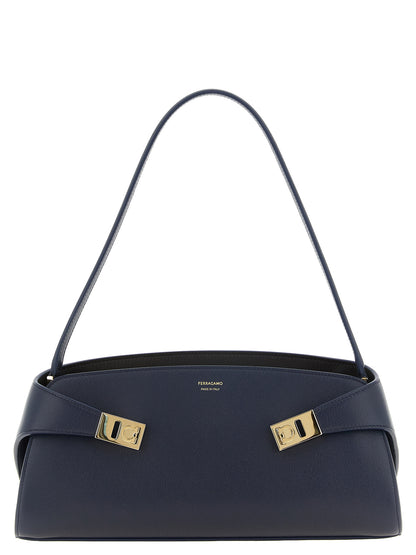 Ferragamo Blue Calfskin Shoulder Bag