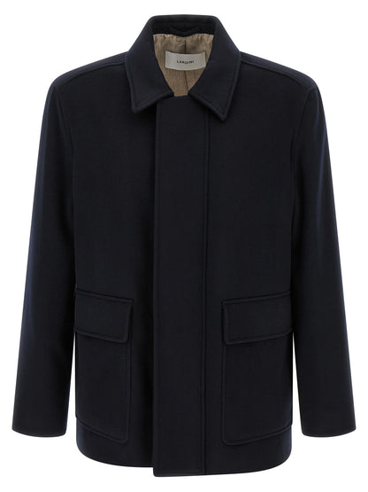 Lardini Blue Cashmere Full-Length Jacket