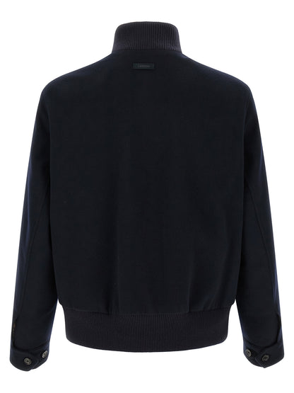 Lardini Blue Virgin Wool Full-Length Jacket