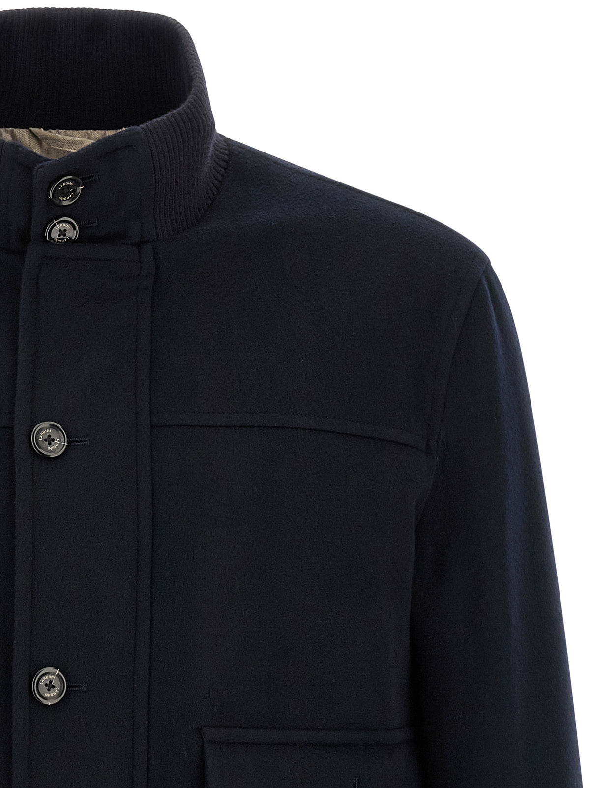 Lardini Blue Virgin Wool Full-Length Jacket