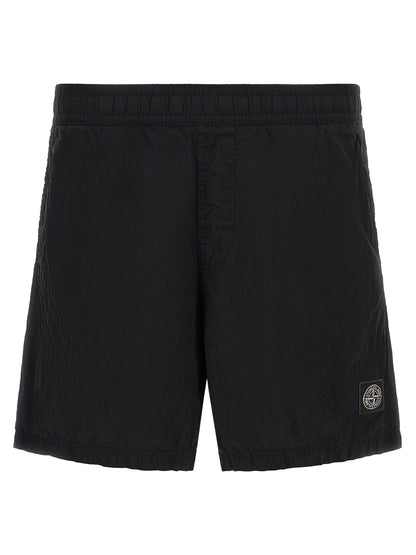 Stone Island Black Polyamide Cargo Shorts