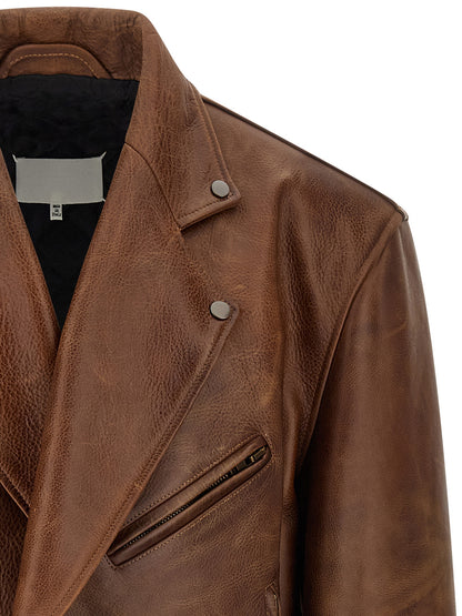 Maison Margiela Brown Calfskin Leather Jacket