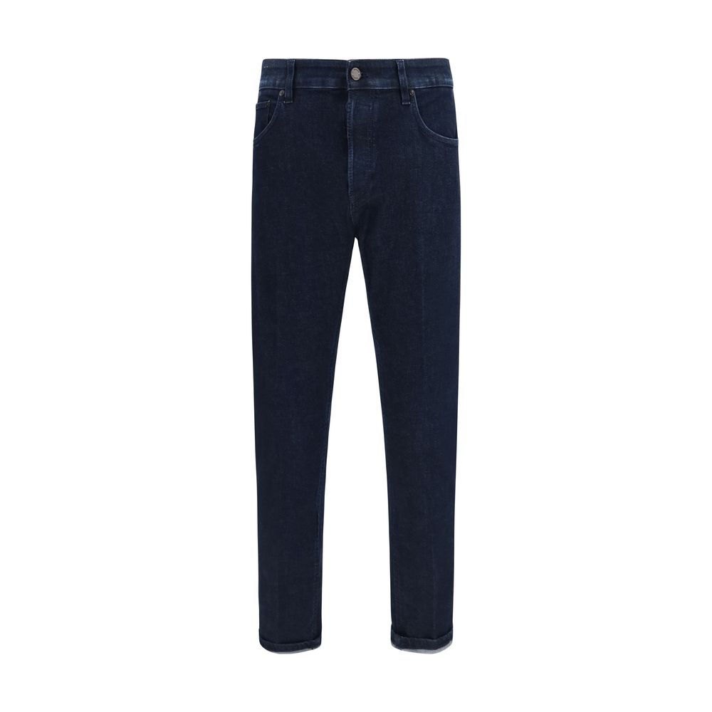 PT Torino Blue Cotton Tapered Jeans