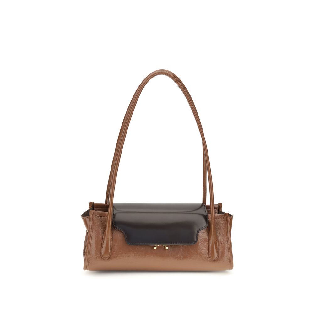 Marni Brown Calf Leather Bos Taurus Shoulder Bag