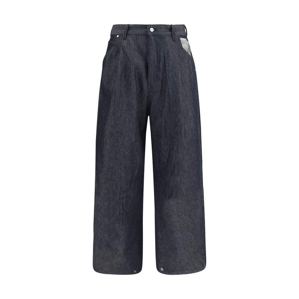 Jeans by PDF Channel for men in denim cotton blue & print presents a tailored silhouette, showcasing a tailored relaxed-fit & regular-fit and long cut with a refined for a truly tailored aesthetic.