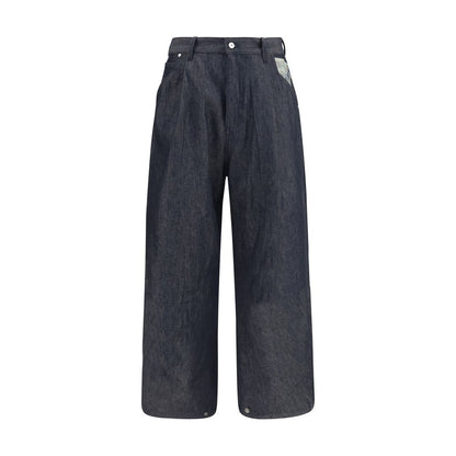 Jeans by PDF Channel for men in denim cotton blue & print presents a tailored silhouette, showcasing a tailored relaxed-fit & regular-fit and long cut with a refined for a truly tailored aesthetic.