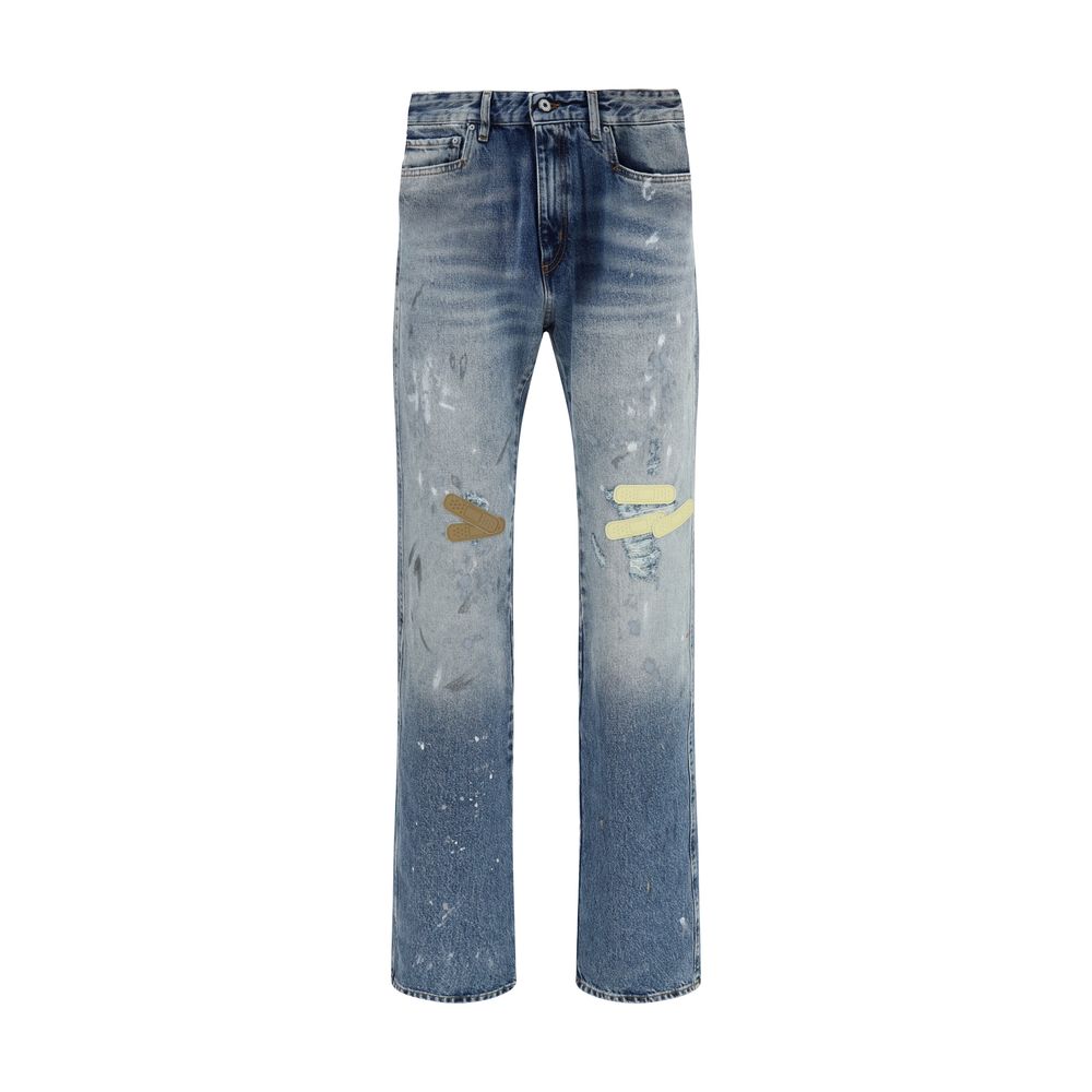 PDF Channel Blue Cotton Straight-Leg Jeans
