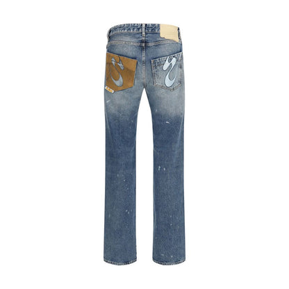 PDF Channel Blue Cotton Straight-Leg Jeans