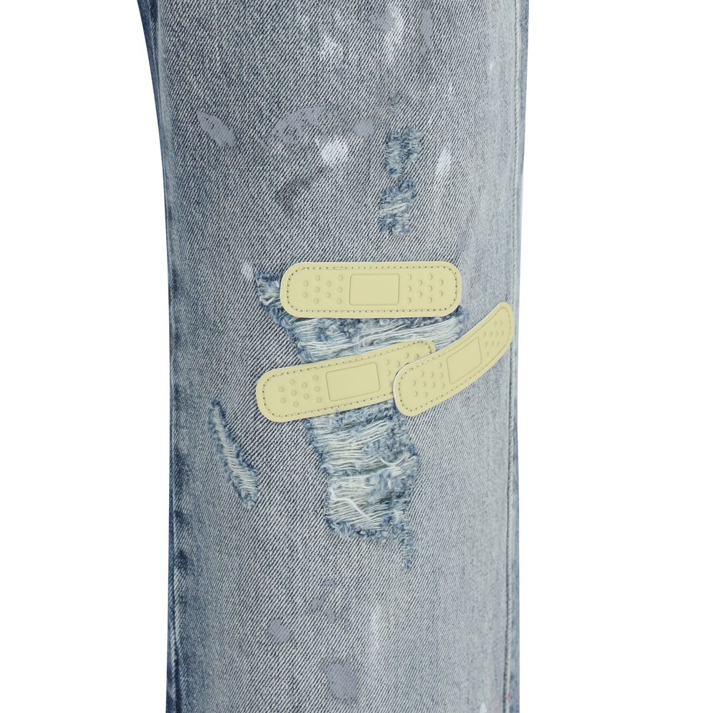PDF Channel Blue Cotton Straight-Leg Jeans