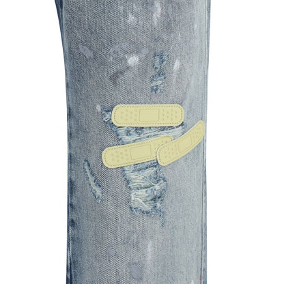 PDF Channel Blue Cotton Straight-Leg Jeans