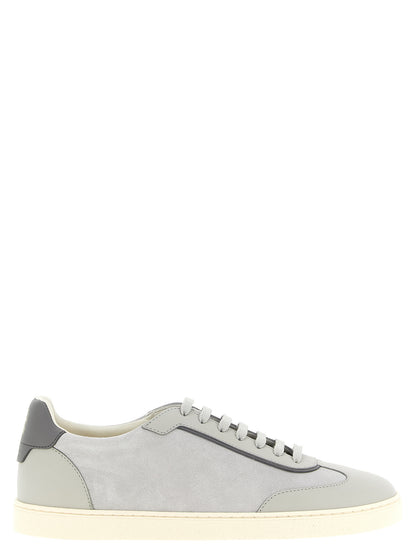 Brunello Cucinelli Gray Calfskin Low Top Sneakers