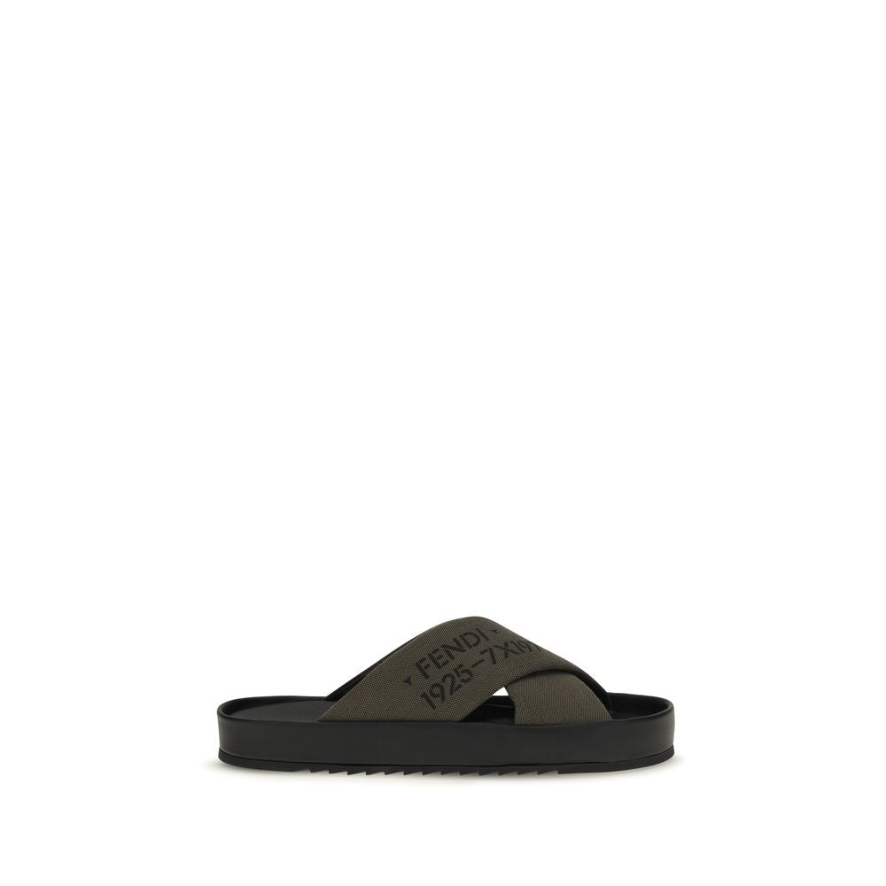 Fendi Bicolor Polyester Flat Sandals