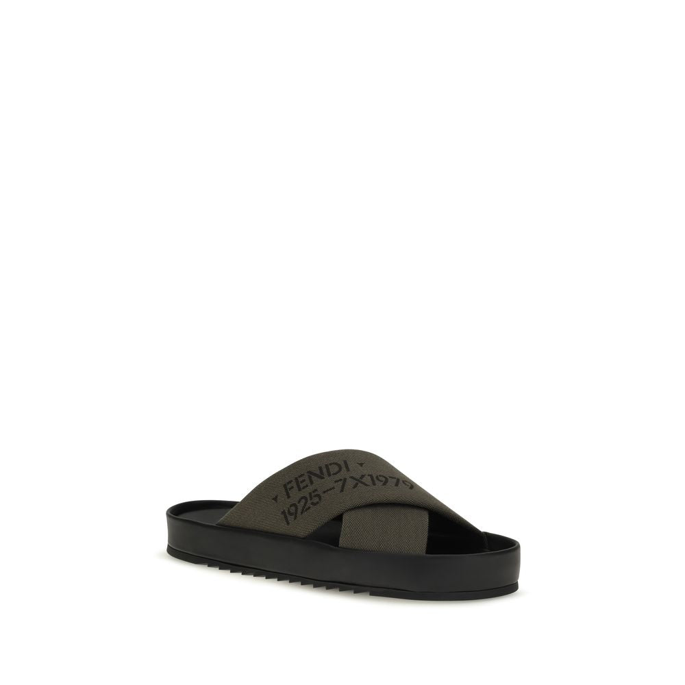 Fendi Bicolor Polyester Flat Sandals