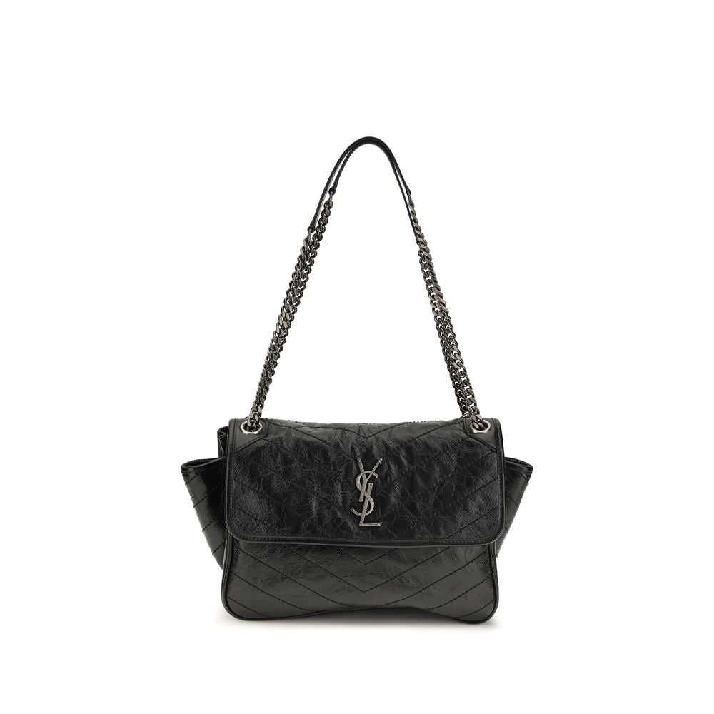 Shoulder Flap Bag by Saint Laurent for women in bos taurus calf leather black, chevron, signature & monogram features a effortless sophistication silhouette, secured by a flap & magnetic with ample and versatile shoulder-strap for a effortless sophistication finish.