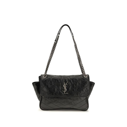 Shoulder Flap Bag by Saint Laurent for women in bos taurus calf leather black, chevron, signature & monogram features a effortless sophistication silhouette, secured by a flap & magnetic with ample and versatile shoulder-strap for a effortless sophistication finish.