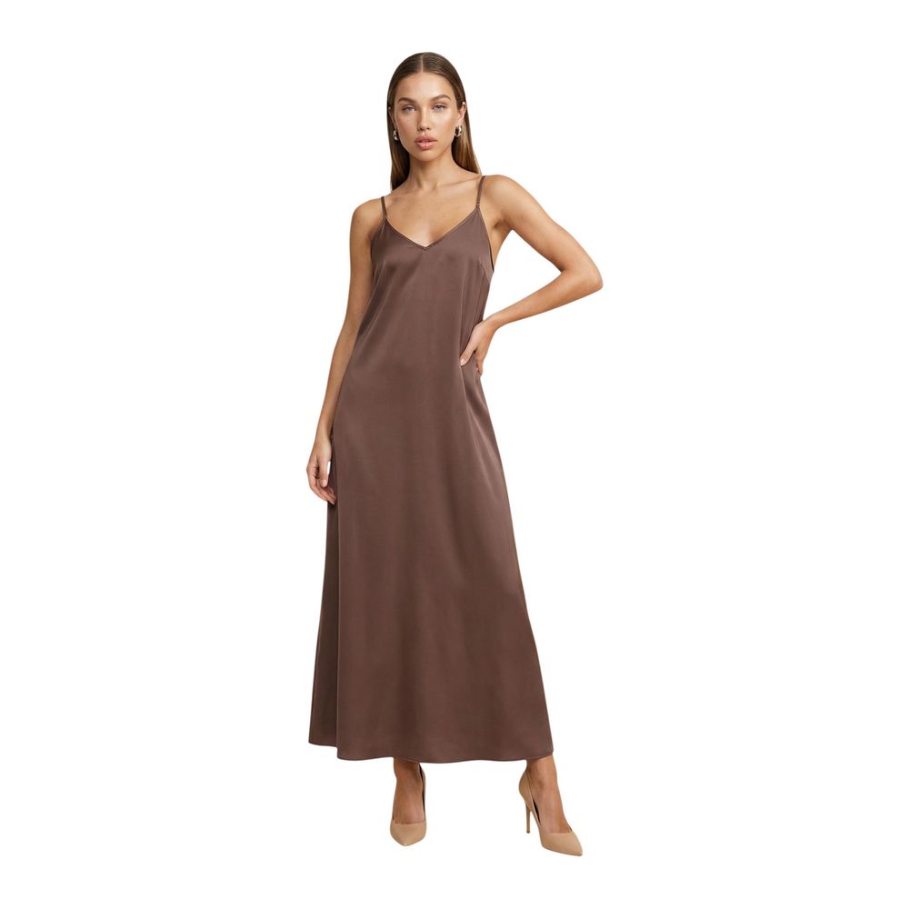 Only Brown Viscose Long Dress