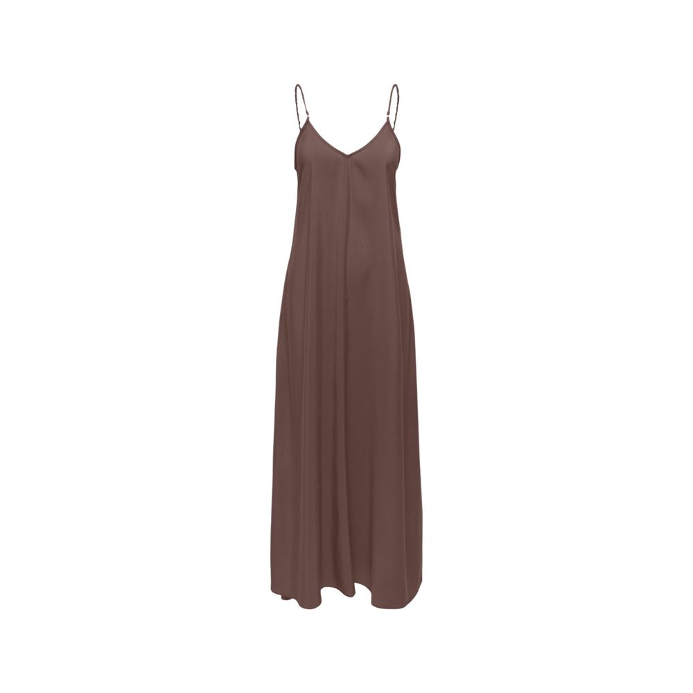 Only Brown Viscose Long Dress