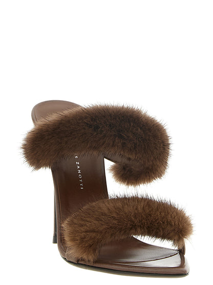 Giuseppe Zanotti Brown Cowhide Stiletto Heel Sandals
