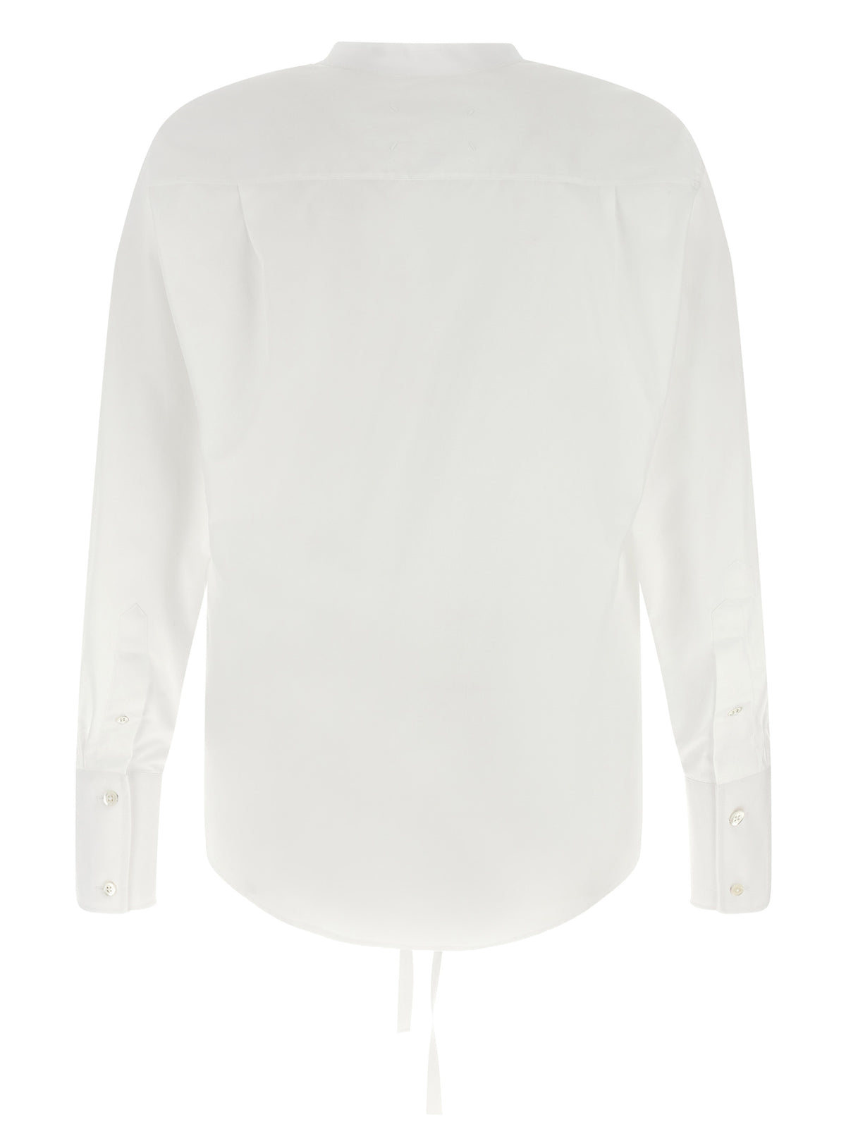 Shirt by Maison Margiela for men in cotton pearl, white & signature features an architectural silhouette with a refined and elegant v-neck neckline for a architectural look.