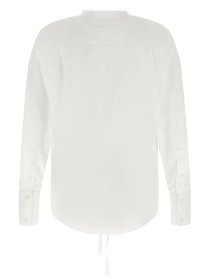 Shirt by Maison Margiela for men in cotton pearl, white & signature features an architectural silhouette with a refined and elegant v-neck neckline for a architectural look.