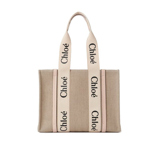 Tote Bag by Chloé for women in leather & linen beige features an metropolitan chic Leather & Linen Tote Bag design with a secure , metropolitan chic , and versatile shoulder-strap for a metropolitan chic look.