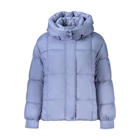 Hooded Windbreaker Jacket by Pepe Jeans for women in polyester blue presents a resilient silhouette, artfully detailed with a sophisticated hooded neckline and functional pockets, hooded & windproof for a resilient finish.