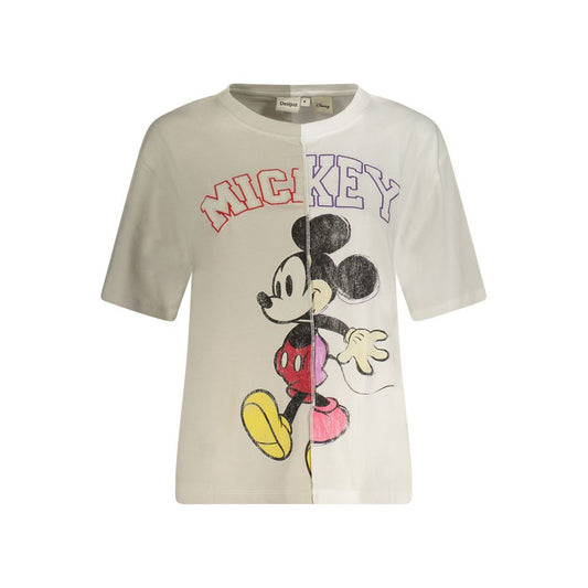 T-Shirt by Desigual for women in cotton canvas white & print features an on trend silhouette, perfectly showcasing a on trend and crew neckline for an elevated aesthetic.