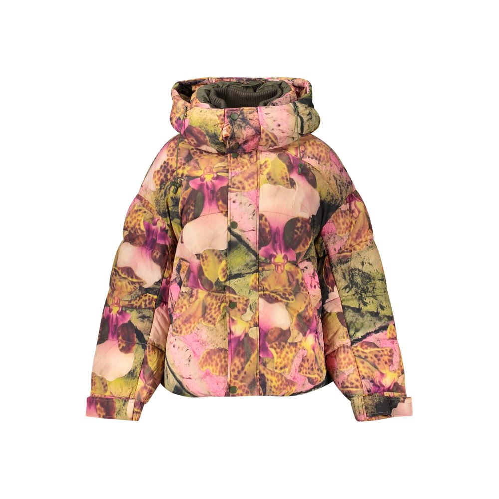 Desigual Women's Polyamide Hooded Windbreaker Jacket - Pink Patterned