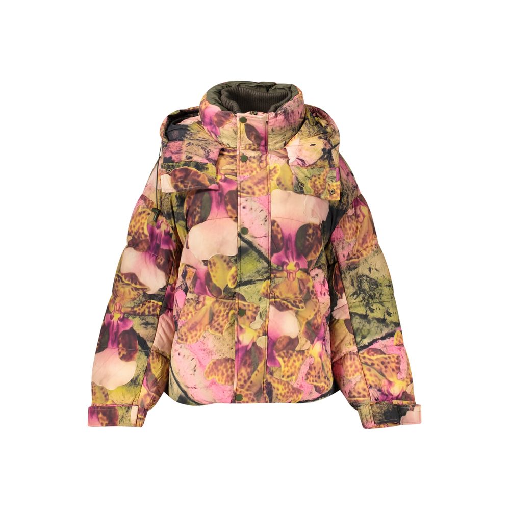 Desigual Women's Polyamide Hooded Windbreaker Jacket - Pink Patterned