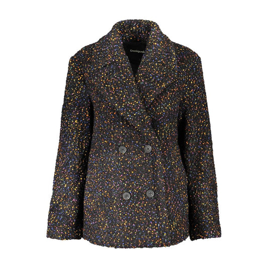 Jacket by Desigual for women in polyester cotton wool black showcases a contemporary silhouette, detailed with a contemporary and premium pockets for a sophisticated finish.