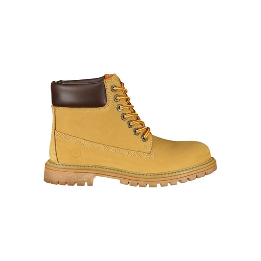 Lace-Up Ankle Boots by Lumberjack for women in polyurethane nylon leather brown, yellow & print features an effortless chic silhouette from the Women's Polyurethane Nylon Leather Lace-Up Ankle Boots collection, showcasing a effortless chic and refined for an effortless chic look.