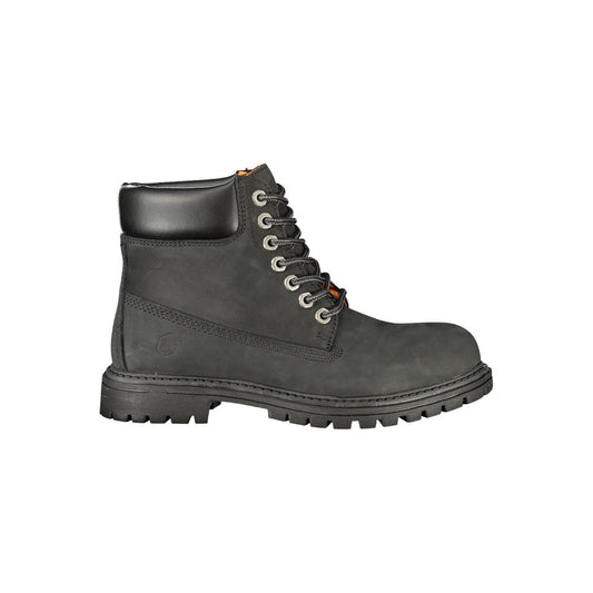 Lace-Up Ankle Boots by Lumberjack for women in polyurethane nylon leather black features an dynamic silhouette, showcasing the dynamic Women's Polyurethane Nylon Leather Lace-Up Ankle Boots design with its distinctive and elegant .